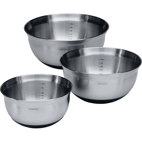 Brabantia Brabantia Mixing Bowl Set steel matt black, 1, 1.6 & 3 litre