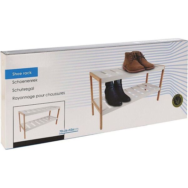 Storage Solutions Regał BAMBUSOWY stojak na buty 2 poziomy