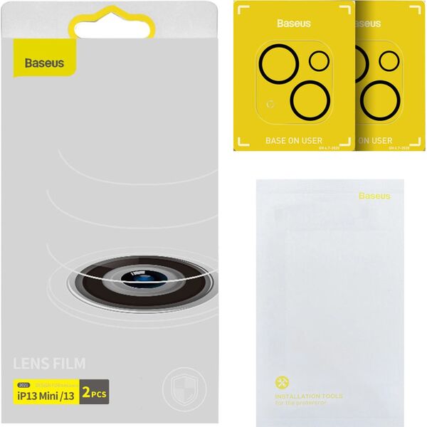 Baseus Baseus szkło hartowane na cały aparat Apple iPhone 13/13 mini [2 PACK]