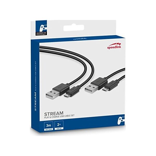 Speedlink STREAM Play & Charge USB Cable Set - for PS4, black