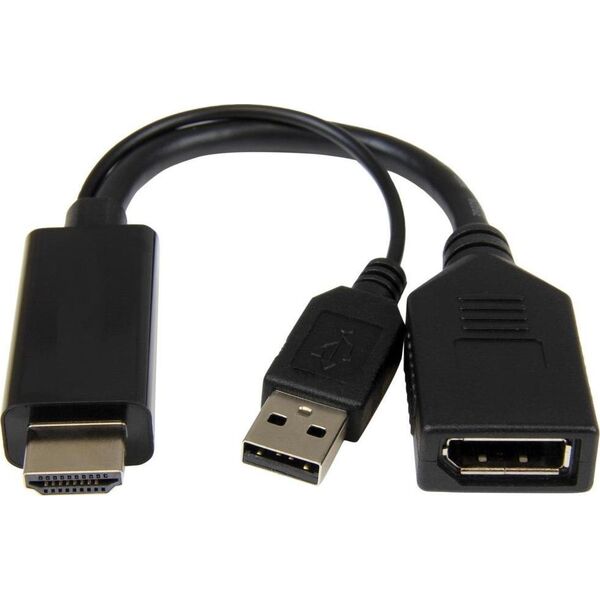 Adapter AV Gembird HDMI - DisplayPort + USB-A czarny (A-HDMIM-DPF-01)