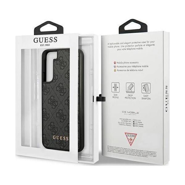 Guess Etui Guess GUHCS22SG4GFGR Samsung Galaxy S22 szary/grey hard case 4G Metal Gold Logo