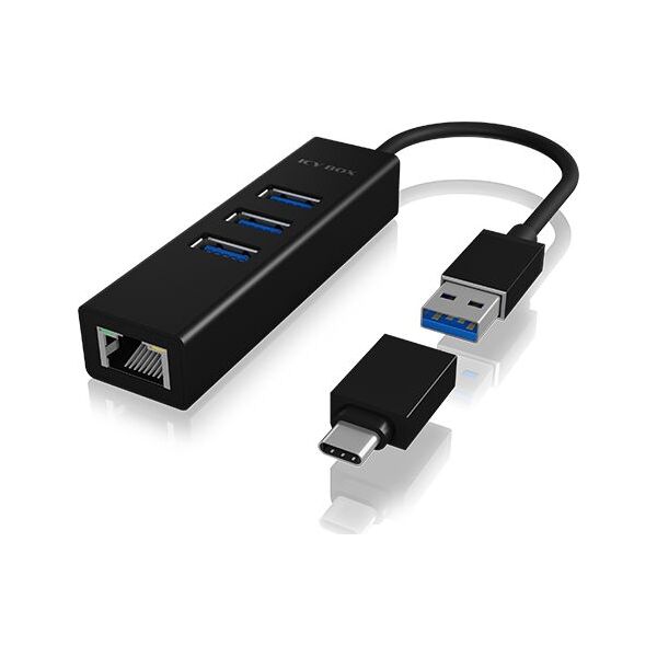 HUB USB Icy Box 1x RJ-45  + 3x USB-A 3.2 Gen1 (IB-HUB1419-LAN)