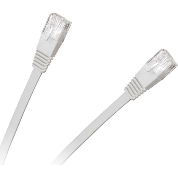 LP Patchcord płaski UTP 8c wtyk-wtyk 5.0m CCA biały cat.6e