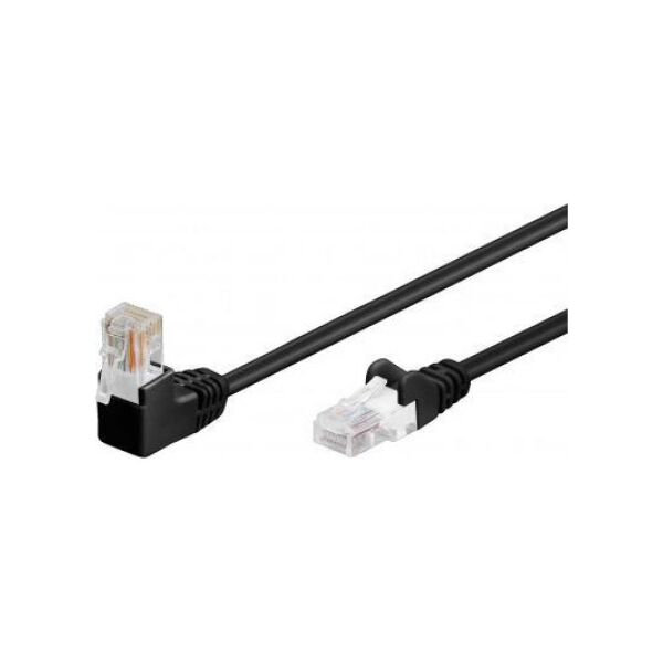 CAT 5eKabel łączący 1x 90 pod kątem,U/UTP, Czarny - Długość kabla 1 m