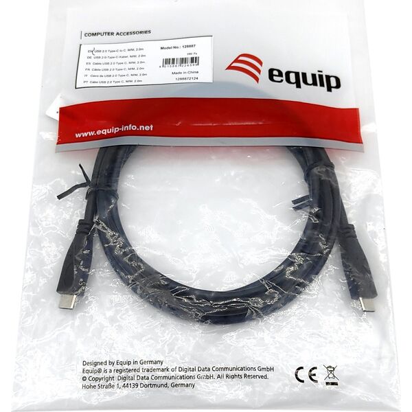 Kabel USB Equip USB-C - USB-C 3 m Czarny (128888)