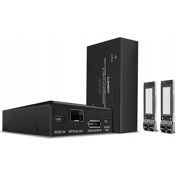 System przekazu sygnału AV Lindy Lindy 300m Fibre Optic DisplayPort 1.2 KVM Extender