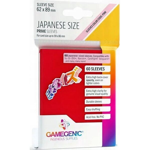Gamegenic Gamegenic: Japanese Size Prime Sleeves (62x89 mm) 60 sztuk, Red