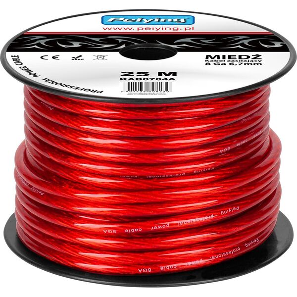 PeiYing Kabel samochodowy 8Ga OD6.7mm CU 25m