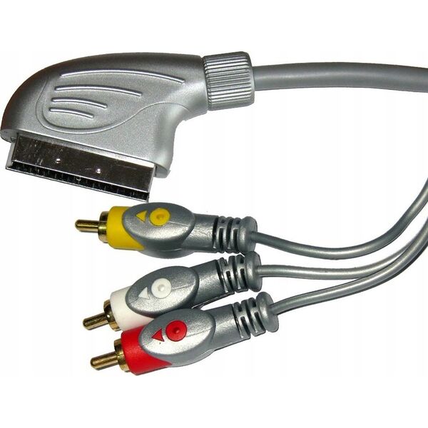 Kabel Scart - RCA (Cinch) x3 1.5m srebrny (KPO3418-1.5)
