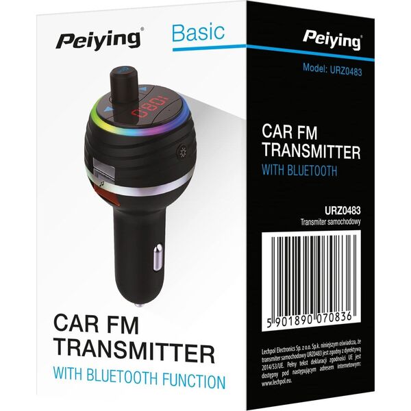 Transmiter FM PeiYing Transmiter samochodowy FM z funkcą bluetooth i dwoma gniazdami USB