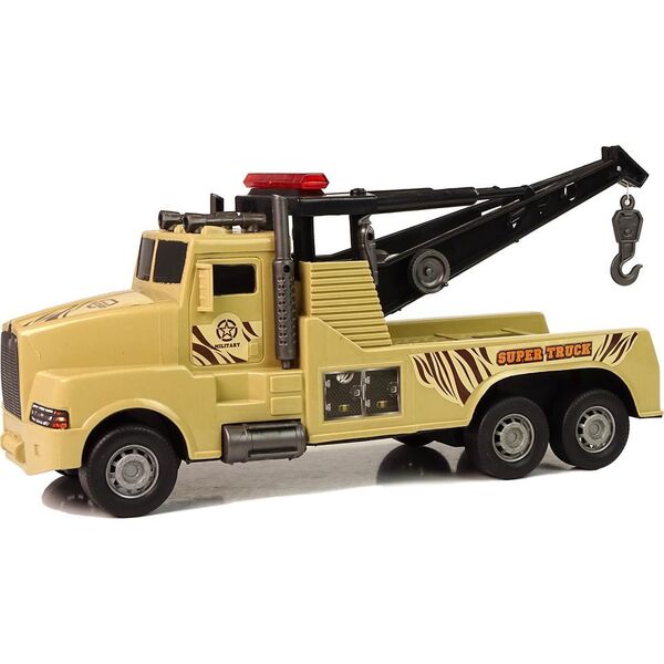 LeanToys Auto Ciężarówka Holownik Pomoc Drogowa 1:10 Lina Wojskowy Brązowy