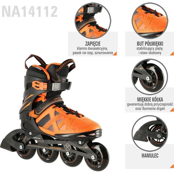 Rolki Nils Extreme NA14112 rekreacyjne pomarańczowe r. 38