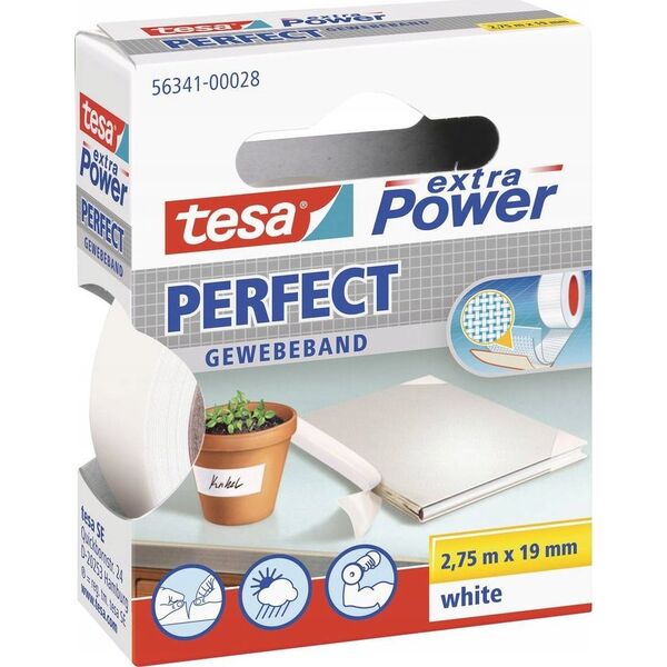 Tesa tesa extra Power Perfect Gewebeband 2,75m 19mm weiß