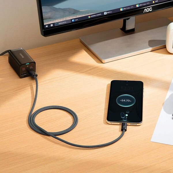 Kabel USB Baseus USB-A - USB-C 1 m Szary (CALD000616)