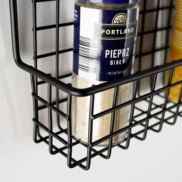 Vilde Półka ścienna na przyprawy metalowa czarna loft 39,5x6,5x14cm