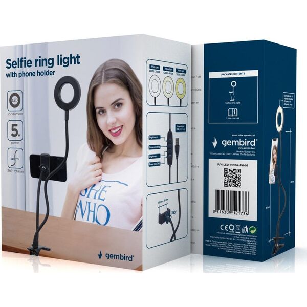 Lampa pierścieniowa Gembird DO SELFIE Z UCHWYTEM NA TELEFON
