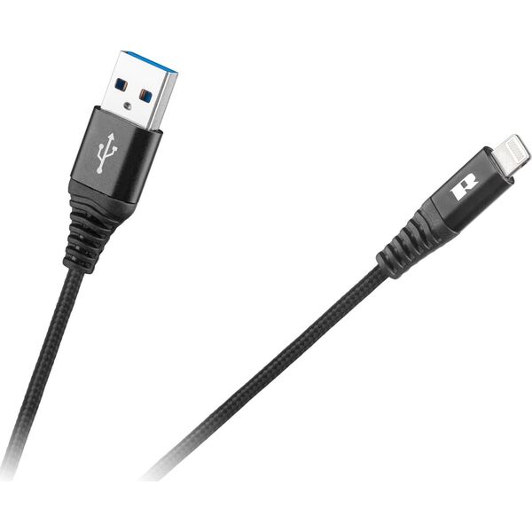 Kabel USB Rebel USB-A - Lightning 1 m Czarny (RB-6002-100-B)