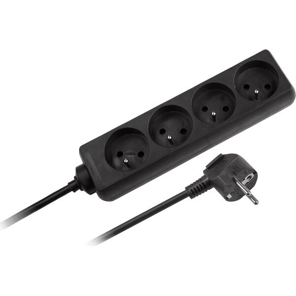 Rebel Przedłużacz sieciowy Rebel  czarny 4 gniazda bez przełącznika, kabel 5m (3x1,5mm)