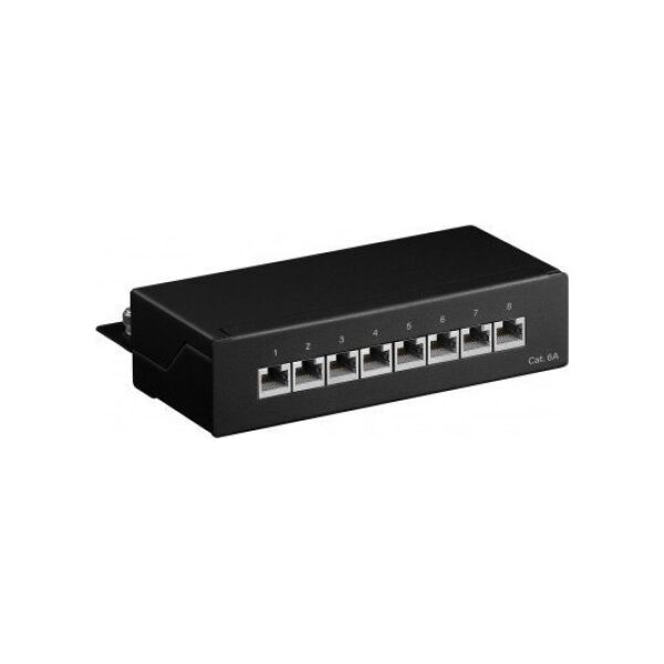 Goobay CAT 6a panel krosowy mini/biurkowy, 8 portów - Wersja kolorystyczna Czarny