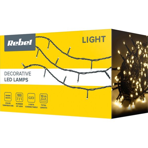 Lampki choinkowe Rebel 100 LED białe ciepłe