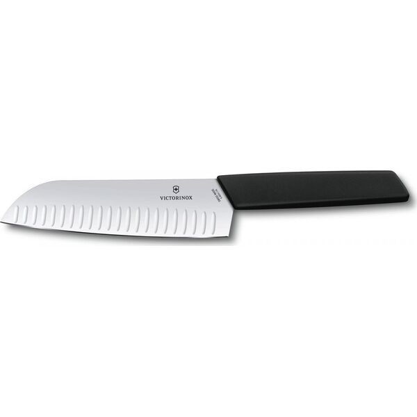 Victorinox Nóż Santoku, ostrze ryflowane, 17 cm, czarny VICTORINOX 6.9053.17KB