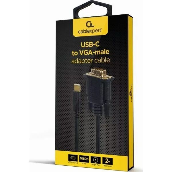 Kabel USB Gembird USB-C - D-Sub (VGA) 2 m Czarny (A-CM-VGAM-01)