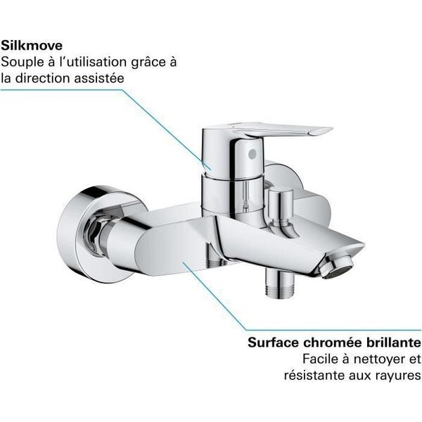 Bateria wannowa Grohe GROHE - Jednouchwytowa bateria wannowo-natryskowa - nascienna