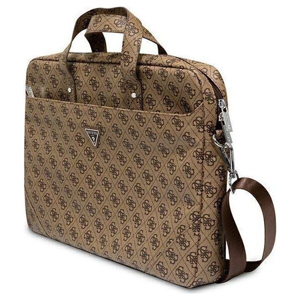 Torba Guess Saffiano 4G Traingle Logo brązowa 16" (GUE002442)