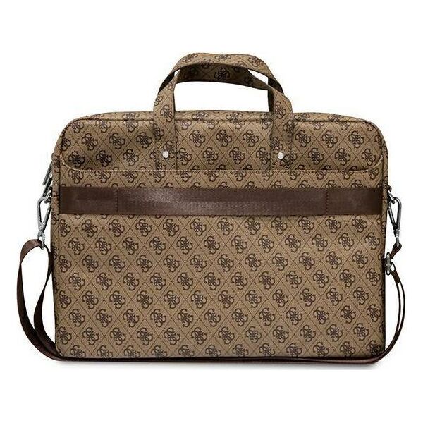 Torba Guess Saffiano 4G Traingle Logo brązowa 16" (GUE002442)