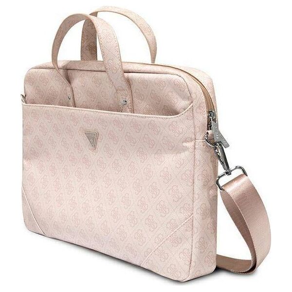 Torba Guess Saffiano 4G Traingle Logo - torba na notebooka do 16", różowa (GUE002443)