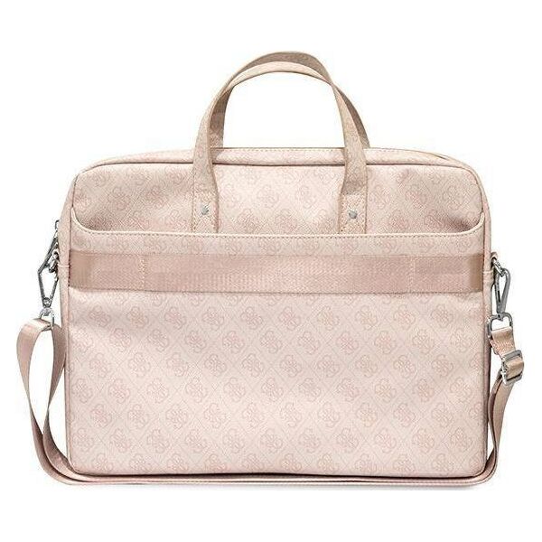 Torba Guess Saffiano 4G Traingle Logo - torba na notebooka do 16", różowa (GUE002443)