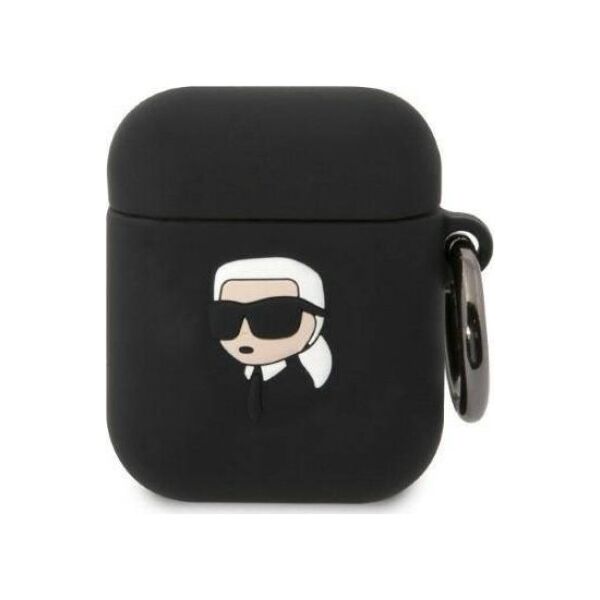 Karl Lagerfeld Etui Karl Lagerfeld KLA2RUNIKK Apple AirPods 2/1 cover czarny/black Silicone Karl Head 3D