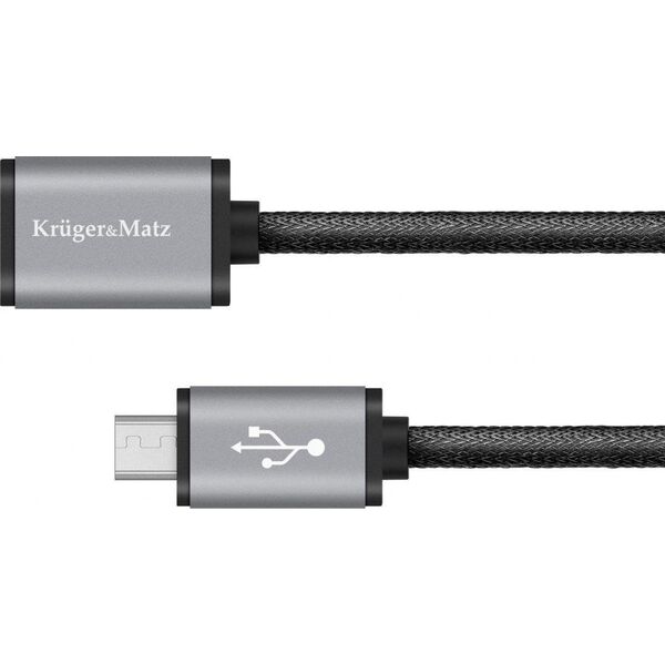Kabel USB Kruger&Matz USB-A - microUSB 0.2 m Srebrny (KM0333)