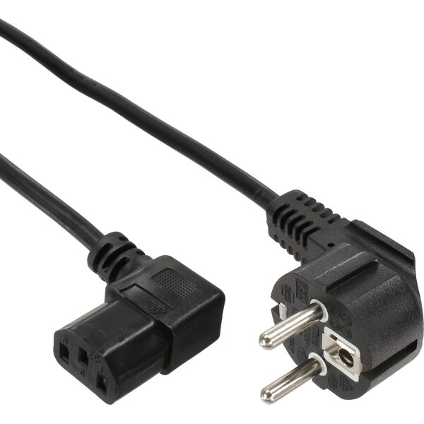 Kabel zasilający InLine 35pcs. Bulk-Pack InLine® Power cable, CEE7/7 angled to IEC-C13 right angled, black, H05VV-F, 3x0.75mm², 1,8m