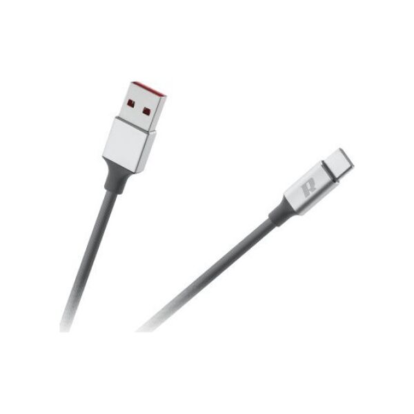 Kabel USB Rebel USB-A - USB-C 2 m Czarno-srebrny (RB-6011-200-B)