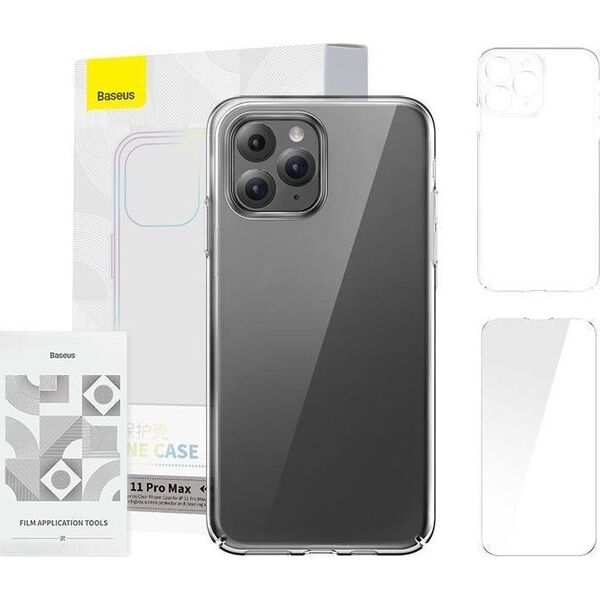 Baseus Etui Baseus Crystal Series Clear do iPhone 11 pro max (przeźroczyste) +szkło hartowane +zestaw czyszczący