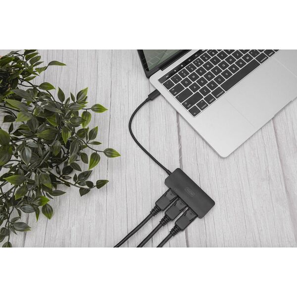HUB USB Digitus DIGITUS USB-Hub 3-Port  C  ->3xDP   m.Kabel          schwarz