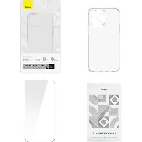 Baseus Zestaw ochronny Baseus Corning przeźroczyste etui i szkło hartowane do iPhone 12 Pro Max