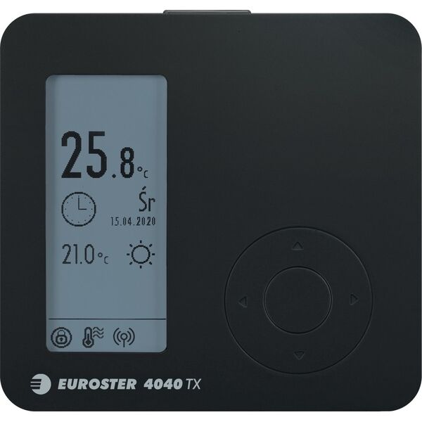 Euroster bezprzewodowy regulator E4040 TXRXG, czarny E4040TXRXGB