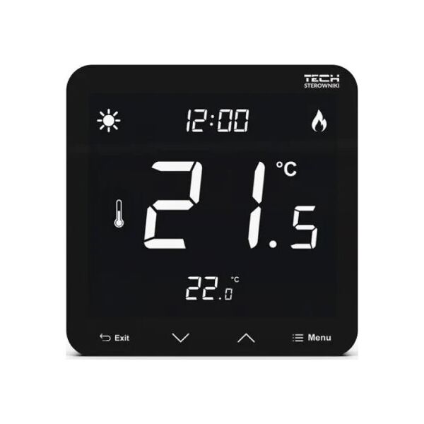 Tech Sterownik ST-297V3 pokojowy dwustanowy podtynkowy (3 mm szkło) czarny