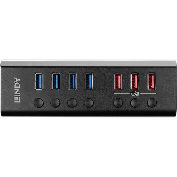 HUB USB Lindy LINDY 4 Port USB 3.0 Hub mit 3 Schnellladeports