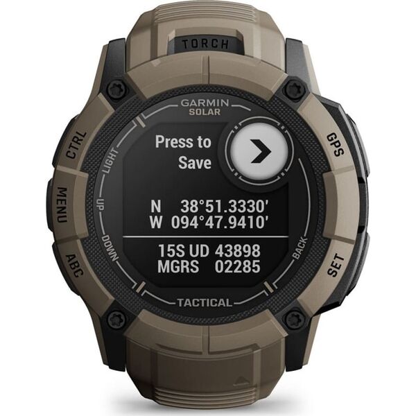 Zegarek sportowy Garmin Garmin Instinct 2X Solar Tactical Edition z czujnikiem tętna HRV Elevate (jasnobrązowy / jasnobrązowy pasek)