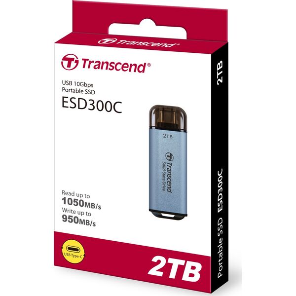 Dysk zewnętrzny SSD Transcend ESD300C 2TB Niebieski (TS2TESD300C)