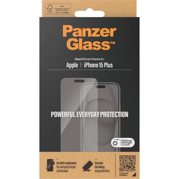 PanzerGlass Szkło hartowane PanzerGlass Classic Fit iPhone 15 Plus antybakteryjne