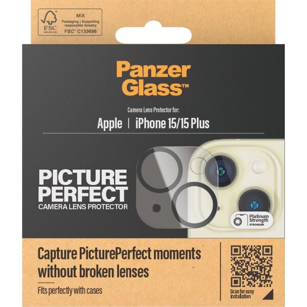 PanzerGlass Szkło ochronne na obiektyw PanzerGlass PicturePerfect iPhone 15/15 Plus czarne