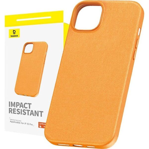 Baseus Etui na telefon iPhone15 Pro Baseus Fauxther Series (Pomarańczowy)