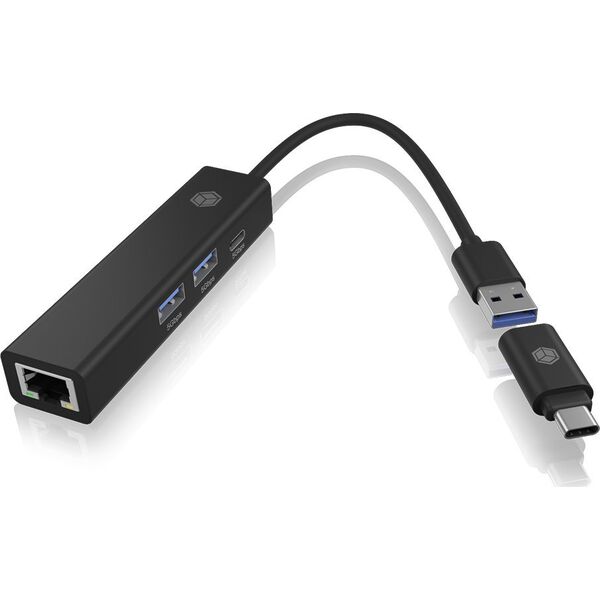 HUB USB Icy Box Hub IB-HUB1439-LAN 4w1 HUB, 1x USB-C, 2xUSB-A, 1x LAN