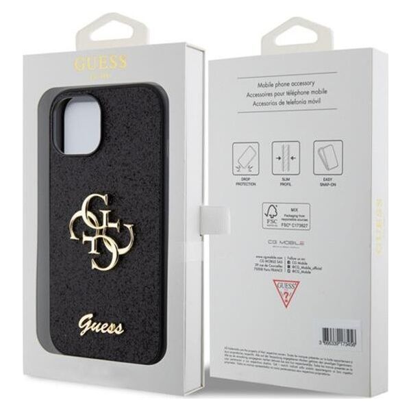 Guess Guess GUHCP15SHG4SGK iPhone 15 6.1" czarny/black hardcase Glitter Script Big 4G