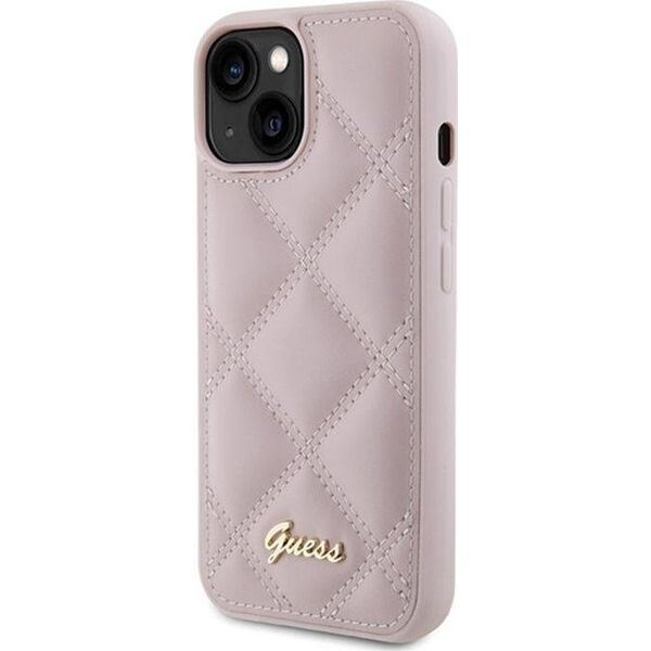 Guess Guess GUHCP15SPSQSQSP iPhone 15 6.1" różowy/pink hardcase Quilted Metal Logo